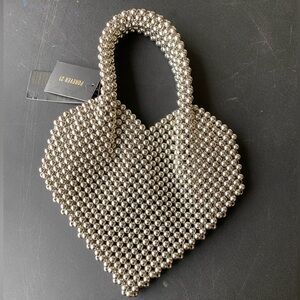Forever 21 Metallic Beaded Heart Mini Bag